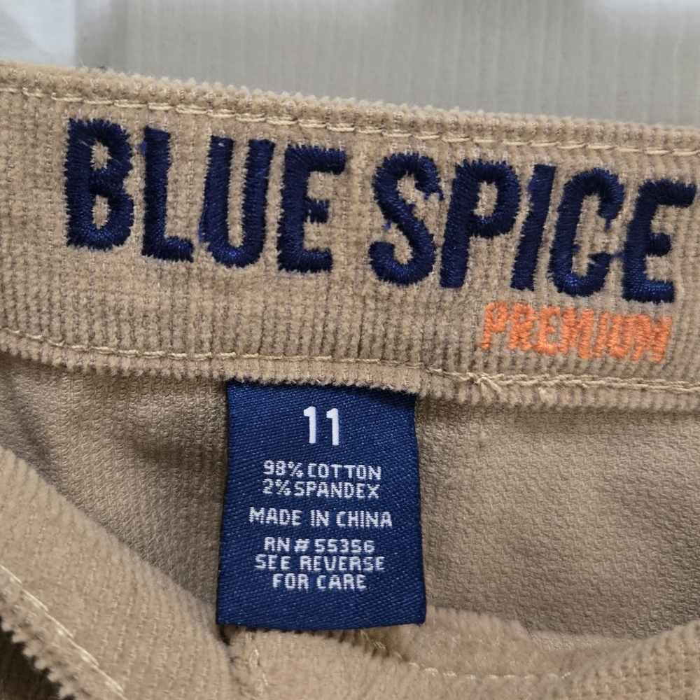 Blue Spice Mini Skirt Corduroy Beige Button Down A Line Lightweight Sz 11 NWT - Picture 5 of 6